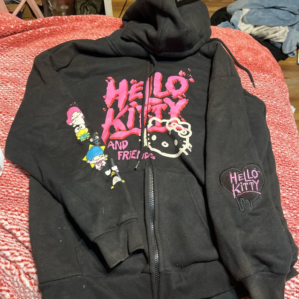 Hello Kitty Black Hoodie with Pink Accents